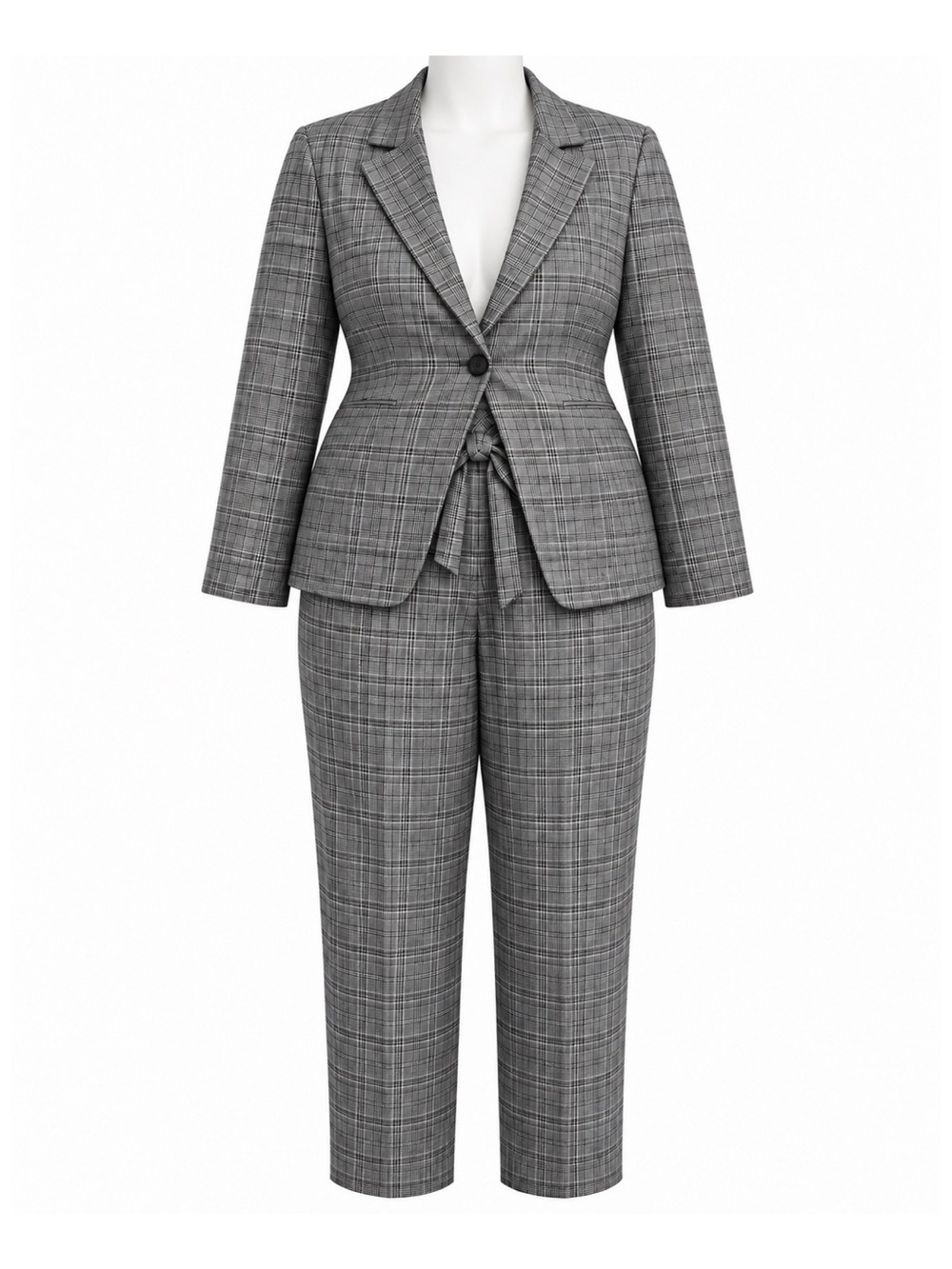 Size 14 RW&CO Women’s Plaid Blazer & High-Rise Tie-Waist Pantsuit NWT